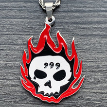 Load image into Gallery viewer, Colored 'Flaming 999 Skull' Necklace