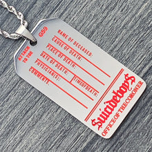 Load image into Gallery viewer, Red 'G59 Toe Tag' Necklace