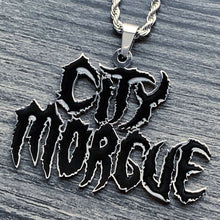 Load image into Gallery viewer, Black 'CITY MORGUE' Necklace