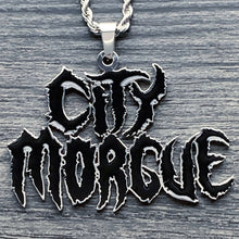 Load image into Gallery viewer, Black 'CITY MORGUE' Necklace