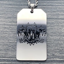 Load image into Gallery viewer, Black 'CITY MORGUE' Toe Tag Necklace