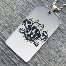 Load image into Gallery viewer, Black 'CITY MORGUE' Toe Tag Necklace