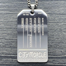 Load image into Gallery viewer, 'CITY MORGUE' Toe Tag Necklace