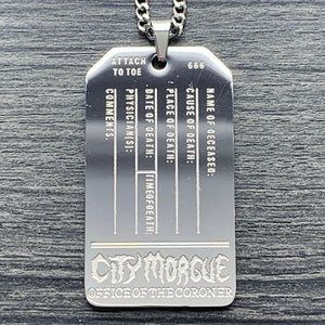 'CITY MORGUE' Toe Tag Necklace