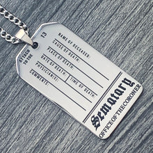 Load image into Gallery viewer, Black 'Sematary Toe Tag' Necklace