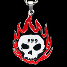 Load image into Gallery viewer, Colored 'Flaming 999 Skull' Necklace