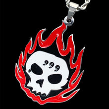 Load image into Gallery viewer, Colored 'Flaming 999 Skull' Necklace