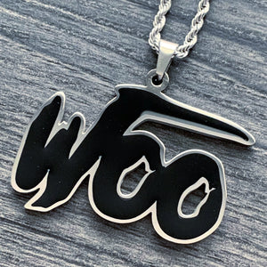 Black 'WOO' Necklace