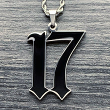 Load image into Gallery viewer, Black '17' Necklace