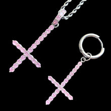 Load image into Gallery viewer, Pink &#39;Cross&#39; Necklace &amp; Earring Combo
