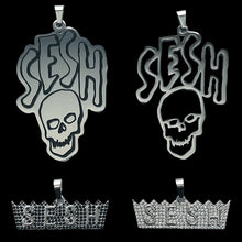 Load image into Gallery viewer, Iced Black &#39;SESH Crown&#39; Necklace
