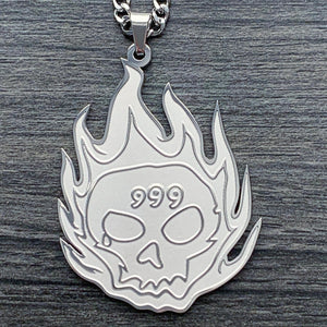 'Flaming 999 Skull' Necklace