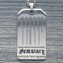 Load image into Gallery viewer, Black &#39;Sematary Toe Tag&#39; Necklace
