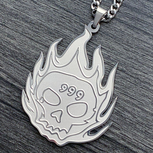 'Flaming 999 Skull' Necklace