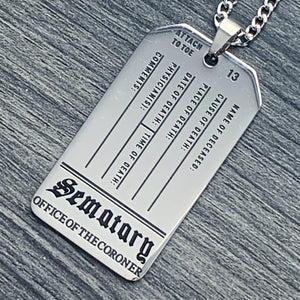 Black 'Sematary Toe Tag' Necklace