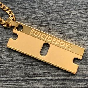 Gold 'SUICIDEBOYS Razor' Necklace