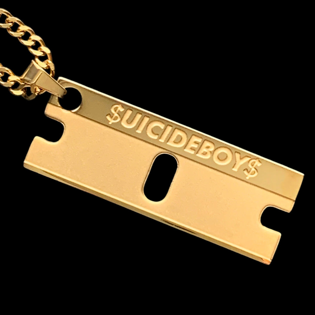 Gold 'SUICIDEBOYS Razor' Necklace