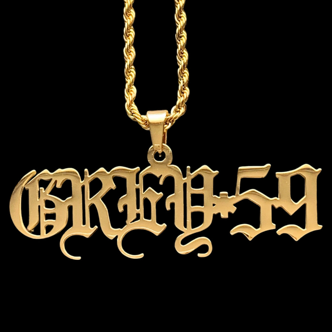 Gold 'GREY*59' Necklace