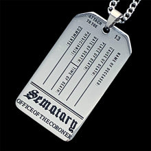 Load image into Gallery viewer, Black &#39;Sematary Toe Tag&#39; Necklace
