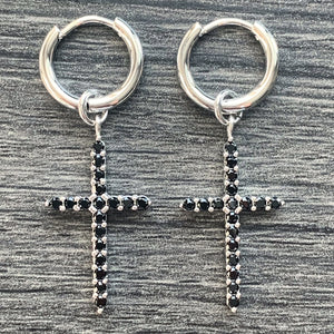 Black & Silver 'Cross' Earring