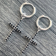 Load image into Gallery viewer, Black &amp; Silver &#39;Cross&#39; Earring
