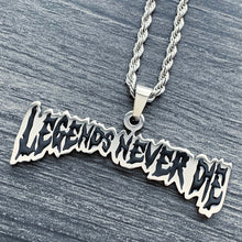 Load image into Gallery viewer, Black &#39;LEGENDS NEVER DIE&#39; Necklace
