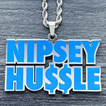 Load image into Gallery viewer, Blue &#39;NIPSEY HU$$LE&#39; Necklace
