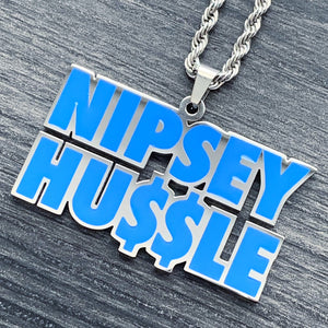 Blue 'NIPSEY HU$$LE' Necklace