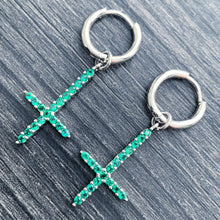 Load image into Gallery viewer, Green 'Cross' Earring
