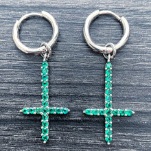 Load image into Gallery viewer, Green 'Cross' Earring
