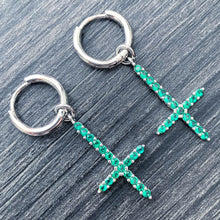 Load image into Gallery viewer, Green 'Cross' Earring
