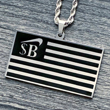 Load image into Gallery viewer, Black &#39;$B Flag&#39; Necklace
