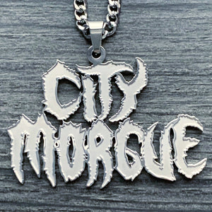 Etched 'CITY MORGUE' Necklace