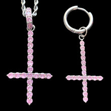 Load image into Gallery viewer, Pink &#39;Cross&#39; Necklace &amp; Earring Combo

