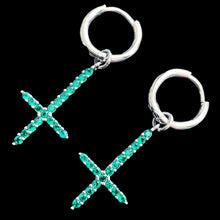 Load image into Gallery viewer, Green 'Cross' Earring
