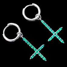 Load image into Gallery viewer, Green 'Cross' Earring
