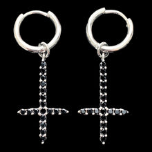 Load image into Gallery viewer, Silver &amp; Black 'Cross' Earring

