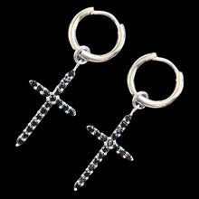 Load image into Gallery viewer, Black &amp; Silver &#39;Cross&#39; Earring
