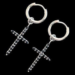Black & Silver 'Cross' Earring