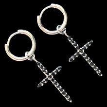 Load image into Gallery viewer, Black &amp; Silver &#39;Cross&#39; Earring
