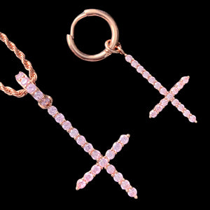 Rose 'Cross' Necklace & Earring Combo