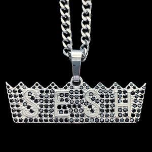 Iced Black 'SESH Crown' Necklace