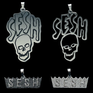 Iced Black 'SESH Crown' Necklace