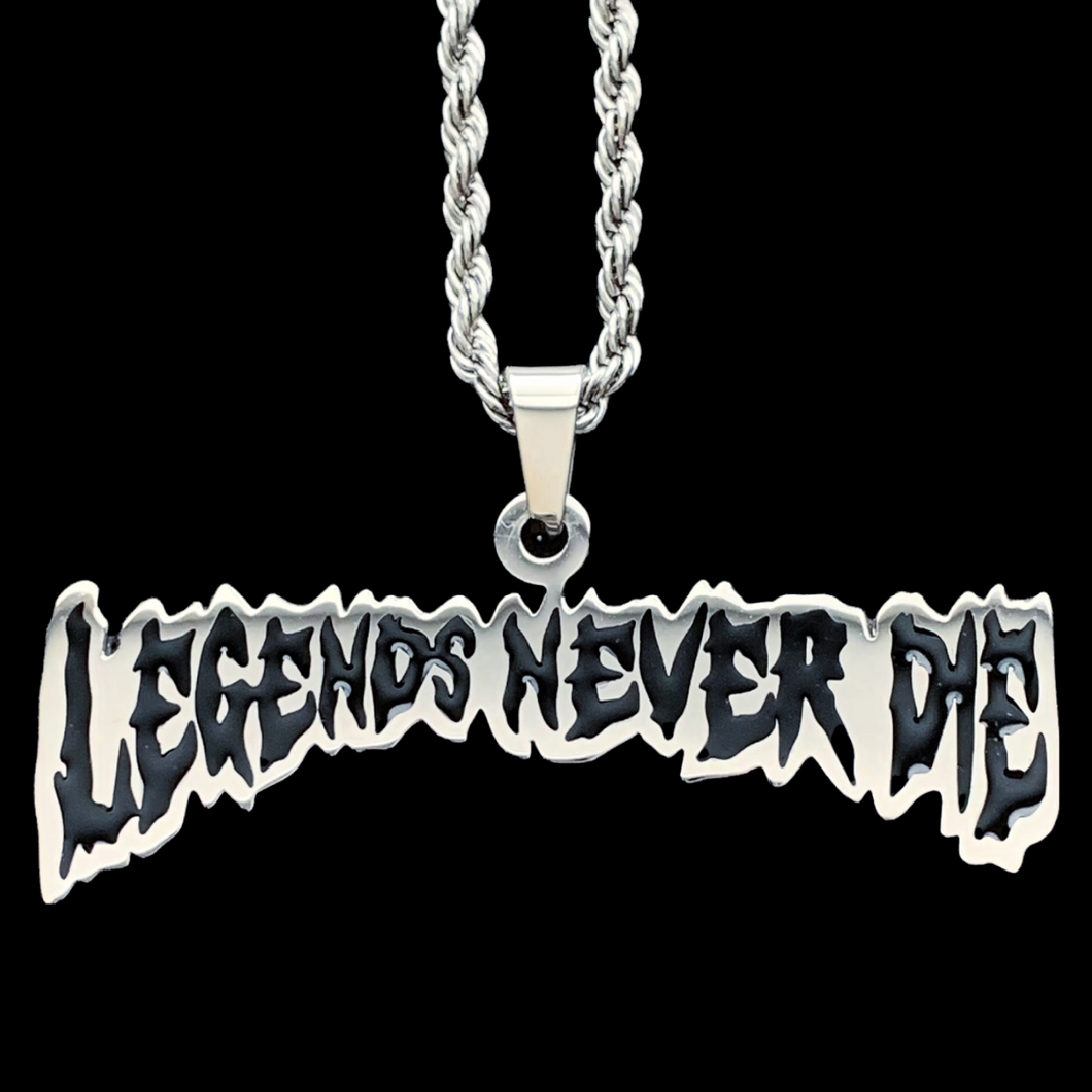 Black 'LEGENDS NEVER DIE' Necklace