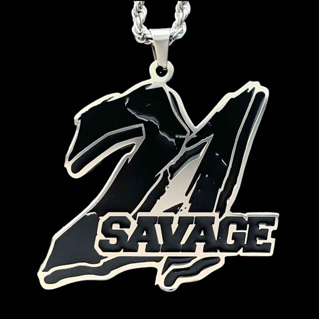 Black '21 SAVAGE' Necklace